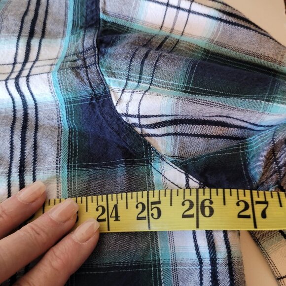 Canyon Guide Outfitter's Flannel Men's sz 2X Teal Grey Plaid Button Down Shirt - Picture 7 of 8